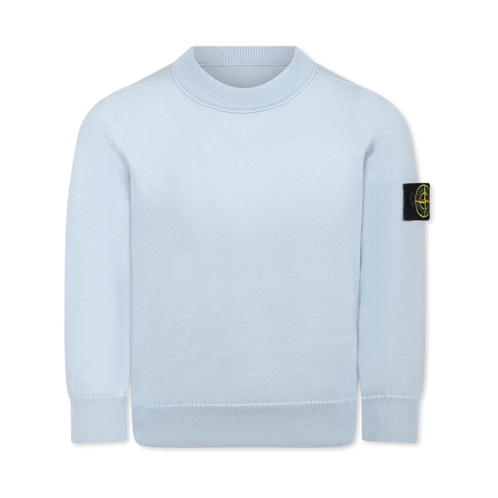 Stone Island Blue Kids Sweatshirts, Unisex, 4 Y, Compass Patch Cotton Jumper