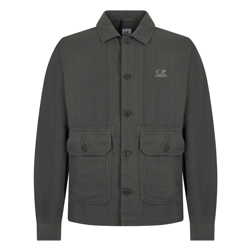 C.p. Company Men's Gray Jacket In Cotton-Linen Blend - Light Jackets - M - Jackets