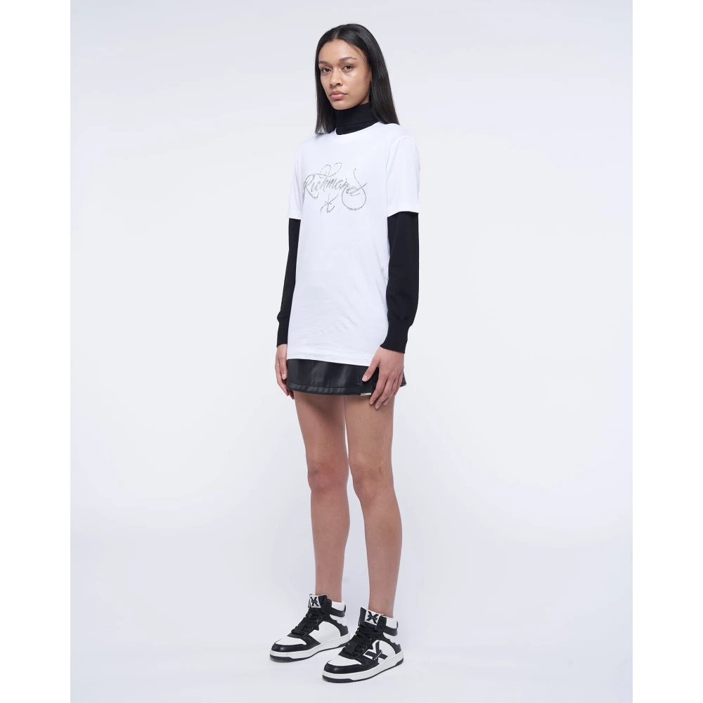 John Richmond T-shirt met lovertjeslogo White Dames