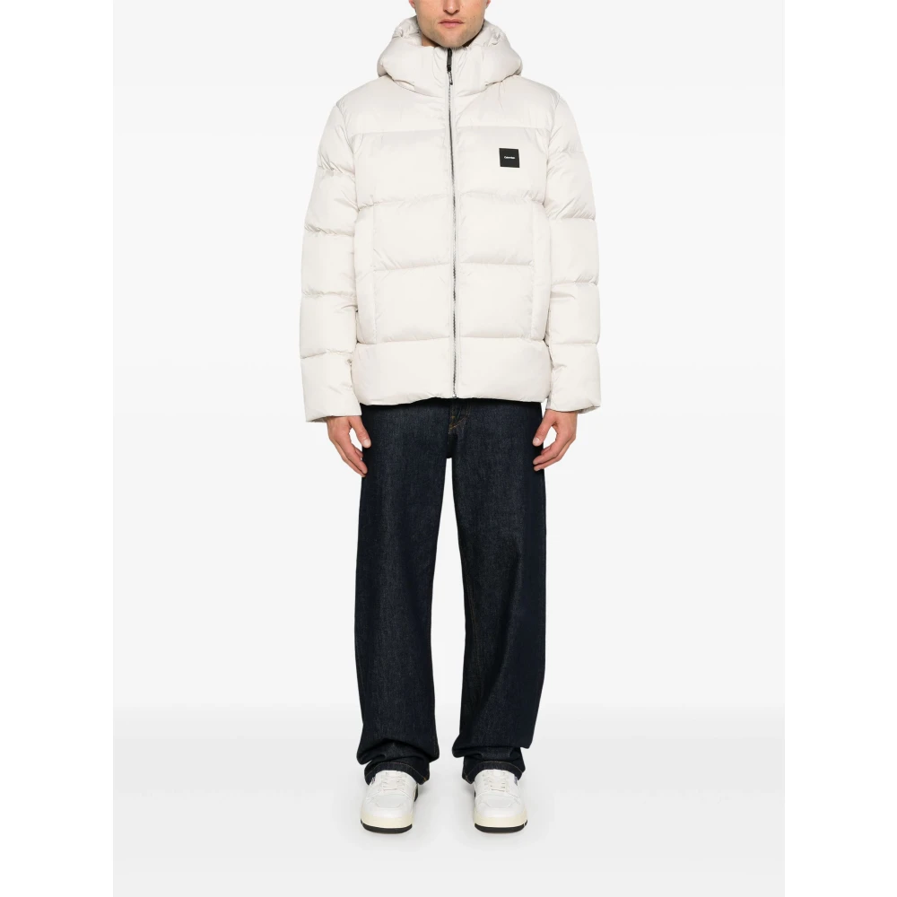 Calvin Klein Stony Beige Hooded Quilt Puffer Jas Beige Heren