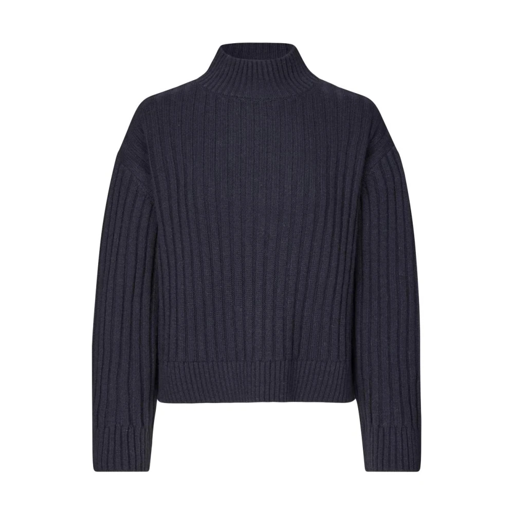 Modström Navy Rib Knit Sweater Fulton Blue Dames