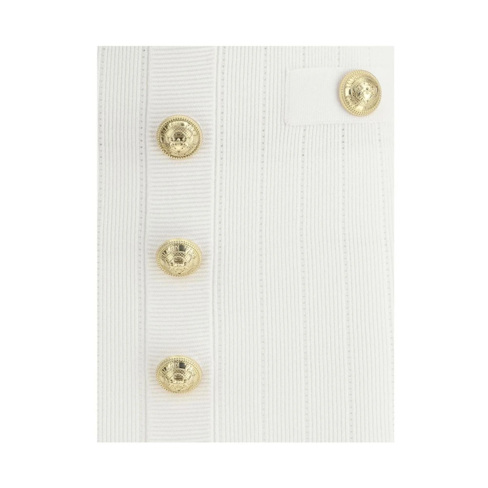 Balmain Geribbelde Minirok met Geperforeerde Details White Dames