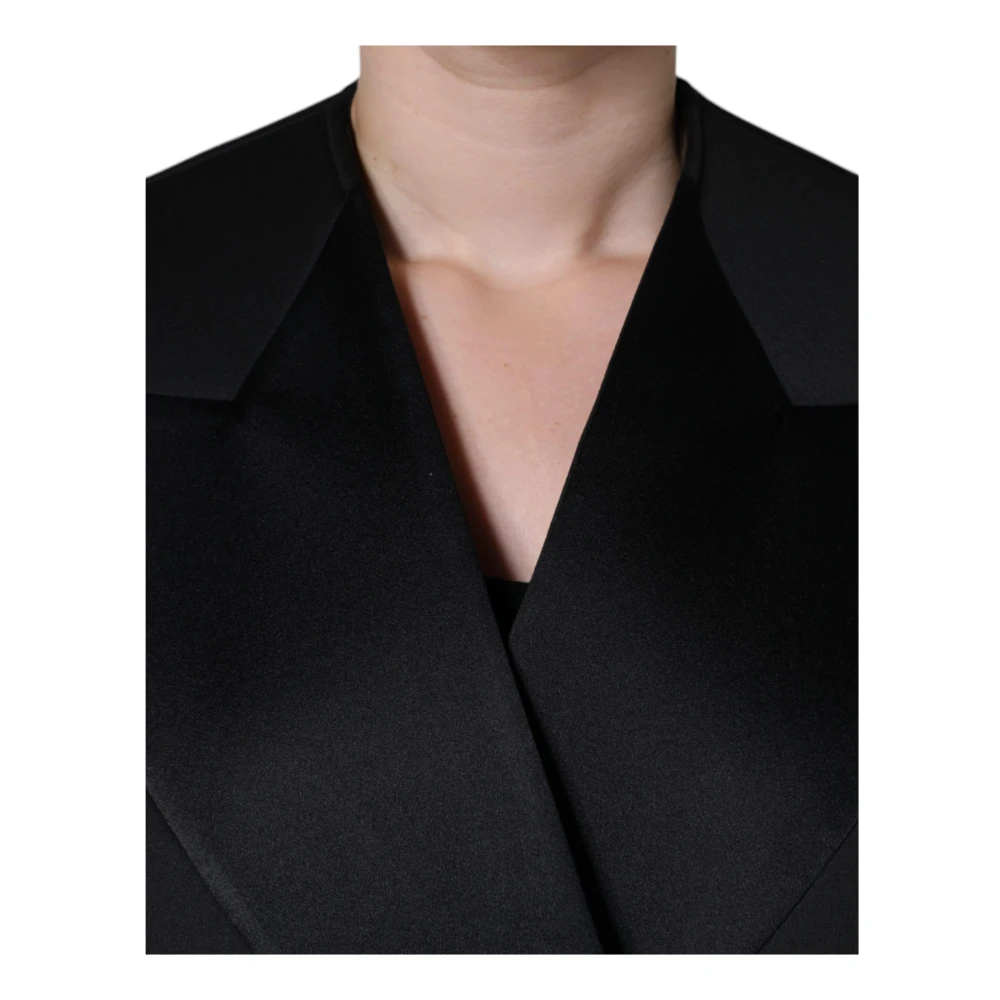 Dolce & Gabbana Zwarte double-breasted jas met logo Black Dames