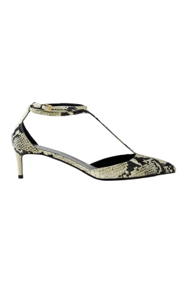 Beige Python-Präglade Läderpumps