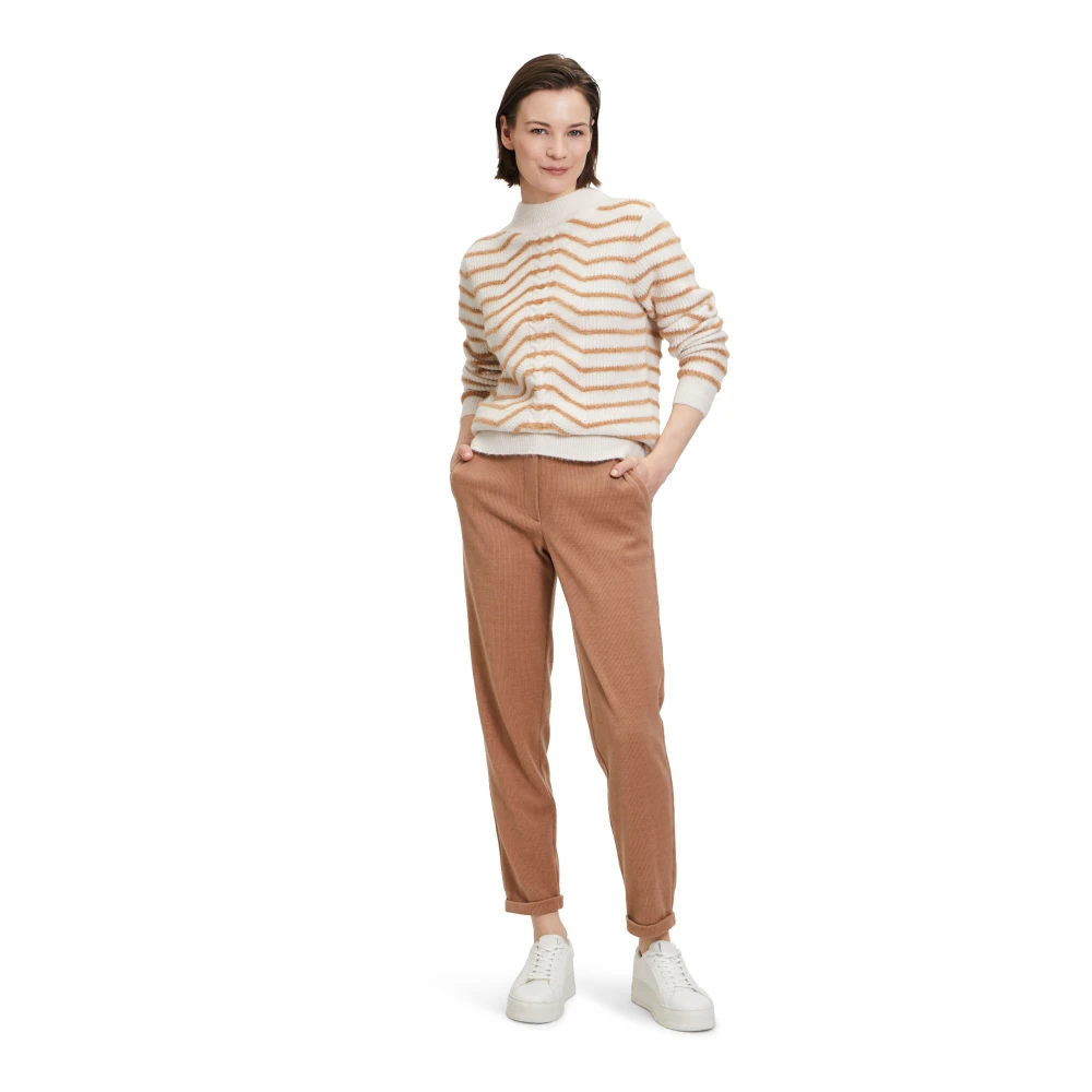 Betty & Co Casual broek met structuur Brown Dames