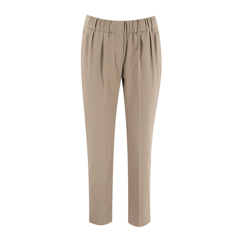 BRUNELLO CUCINELLI Vloeibare en Verfijnde Regular Fit Broek Beige Dames