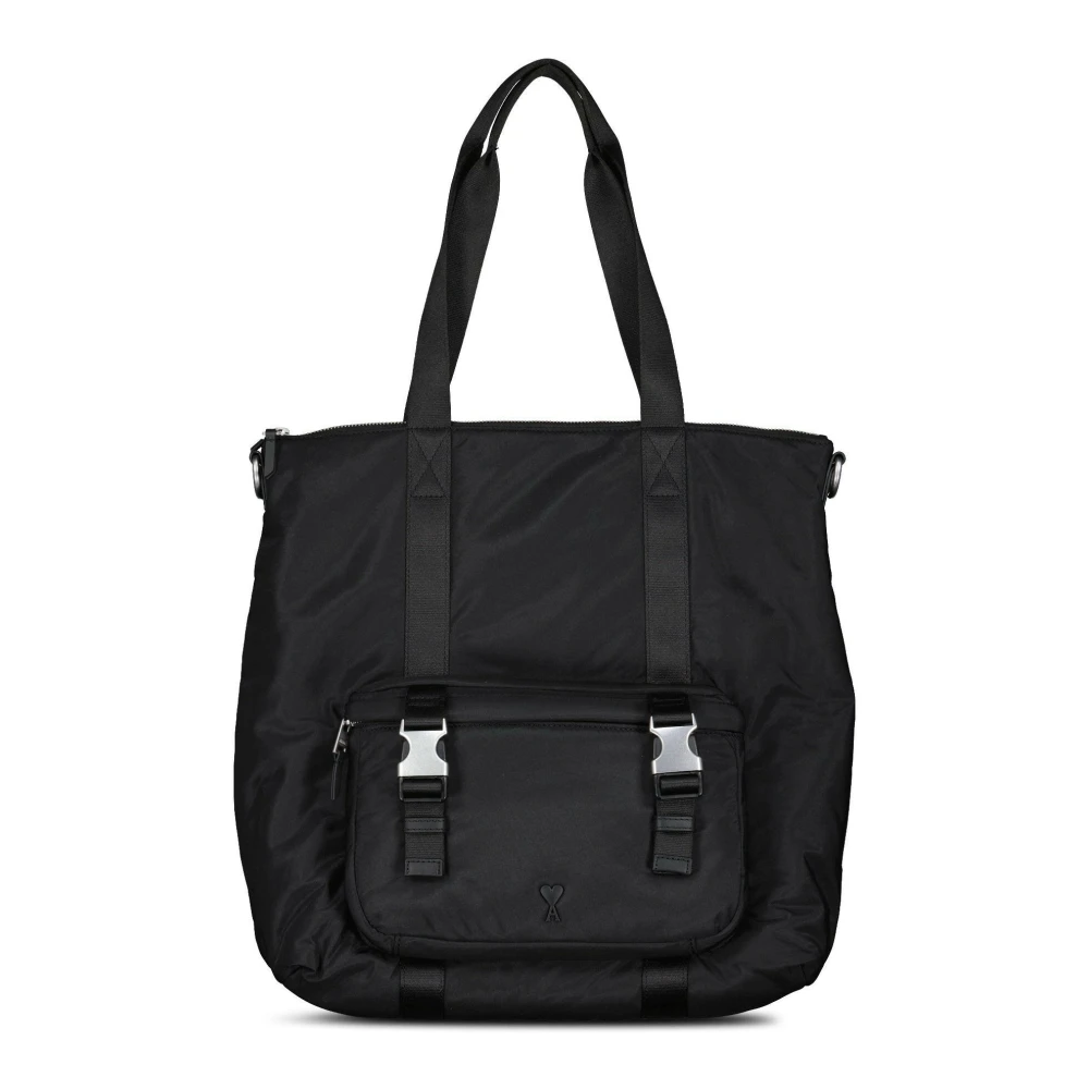 Ami Paris Logo Shopper Tas met Verstelbare Band Black Dames