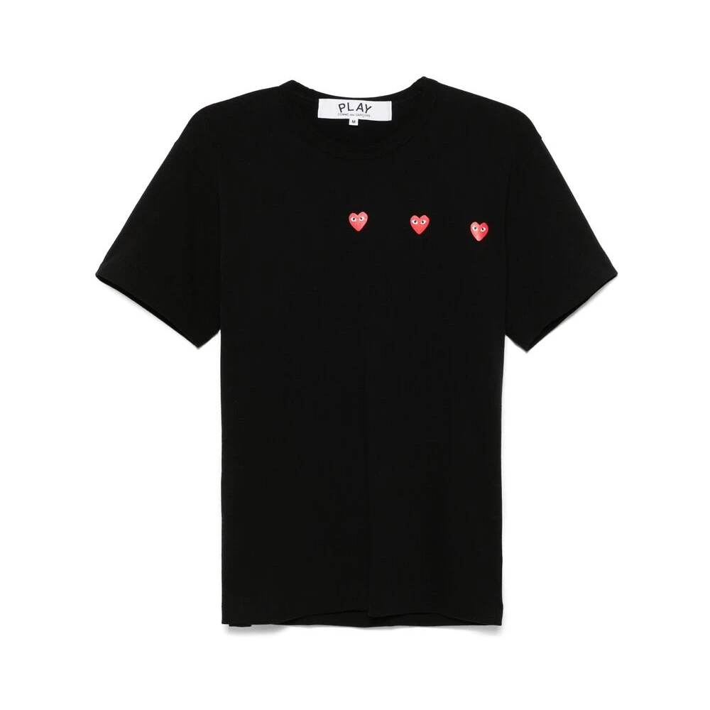 Comme des Garçons Play Zwart T-shirt met hartprint en ronde hals Black Heren