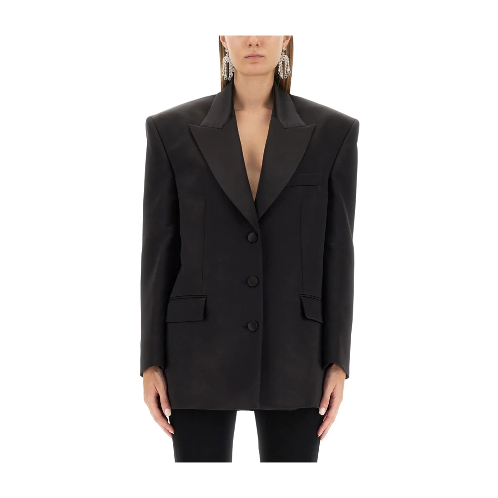 Magda Butrym Luxe Zijde Wol Oversized Blazer Black Dames