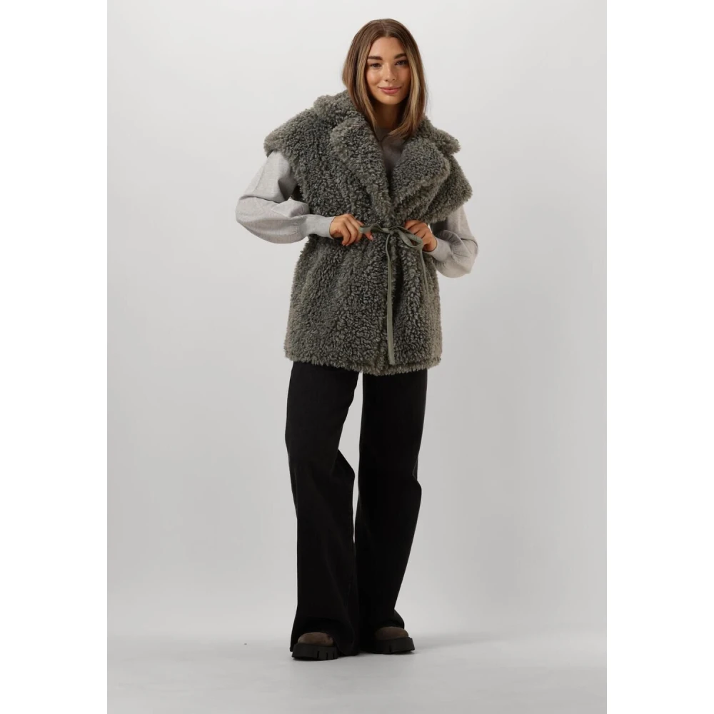 Ibana Grijze Gilet met Blauwe Touch Gray Dames