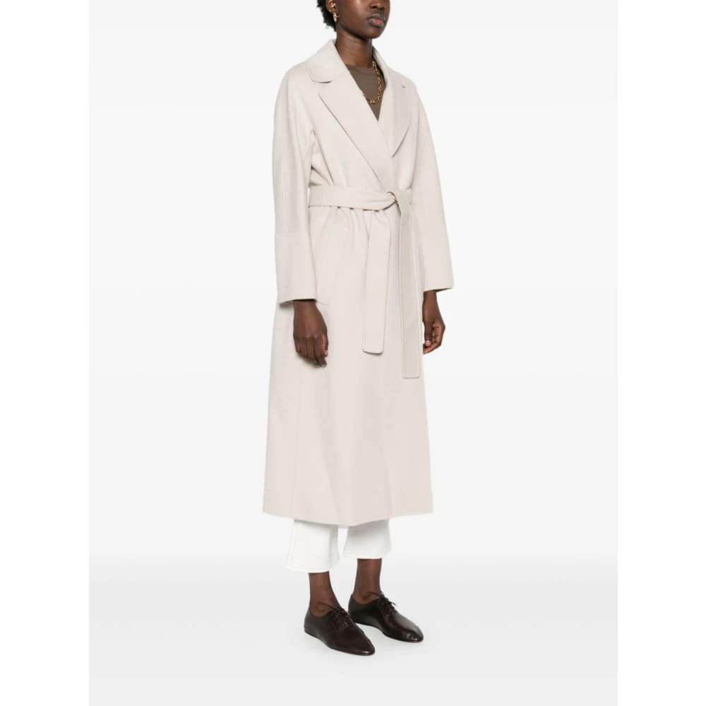 Max Mara Beige Wollen Jas Klassieke Revers Beige Dames
