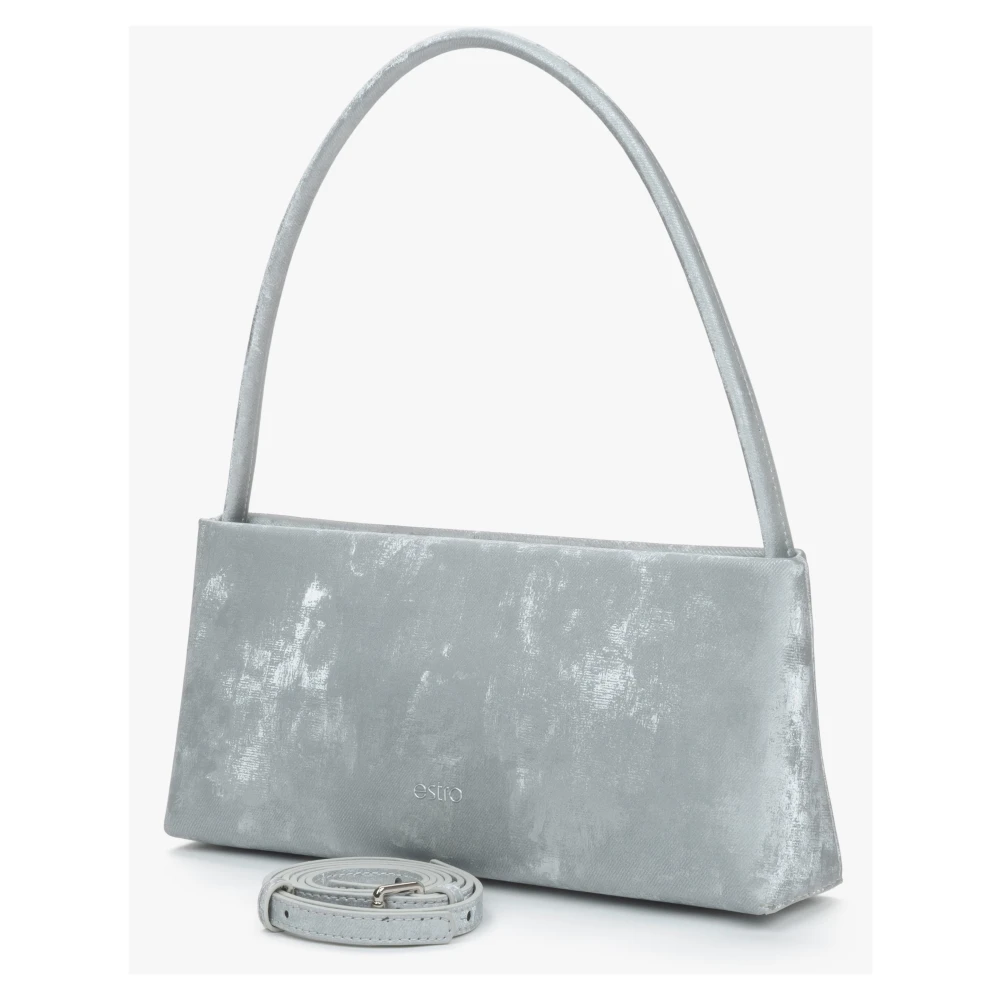 Estro Grijze Leren Schoudertas voor Dames met Marmerprint Er00115803 Gray Dames
