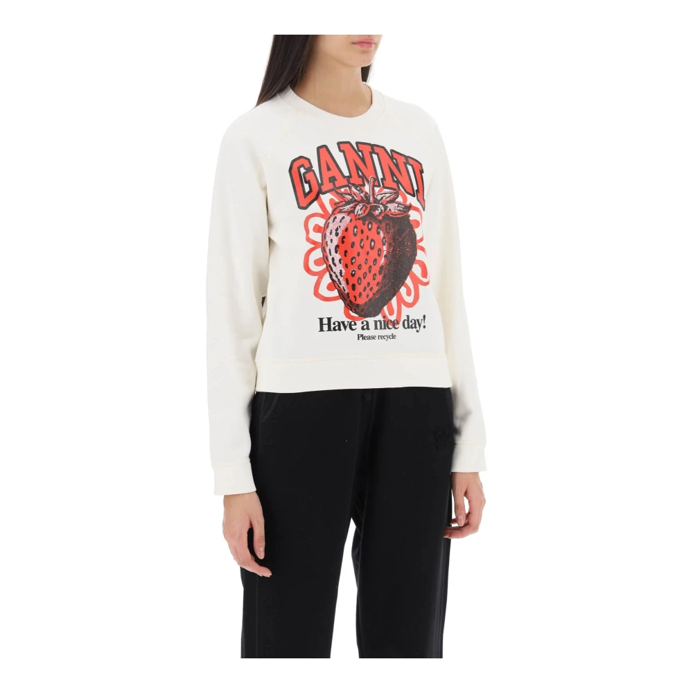 Ganni Sweatshirt met grafische print White Dames