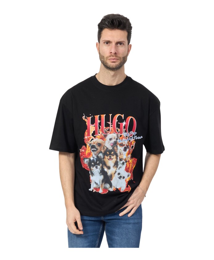 t-shirt-en-coton-noir-avec-imprime-chien