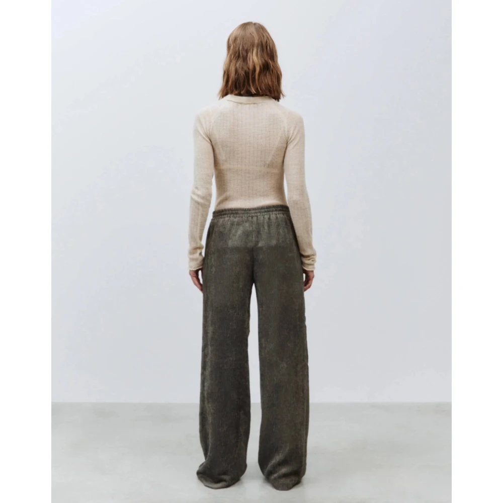 Alysi Velvet Rib Elastische Broek Gray Dames