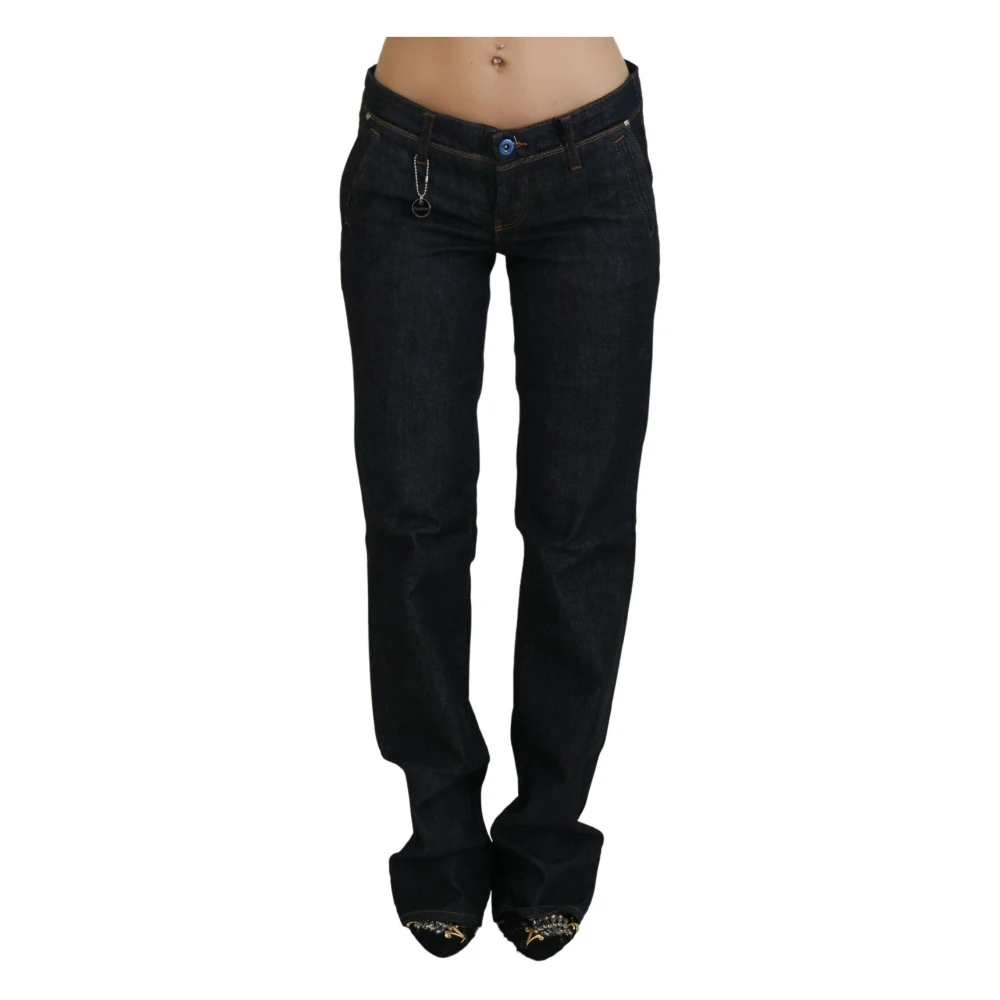 Costume National Women's Blue Straight Fit Jeans, W26, Chic Low-Waist Straight Leg Jeans