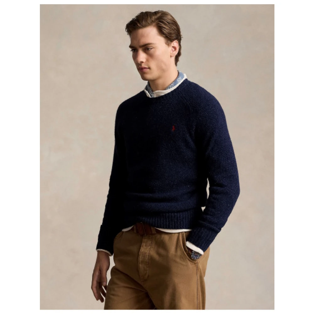 Polo Ralph Lauren Gemengde wol ronde hals gebreide trui Blue Heren
