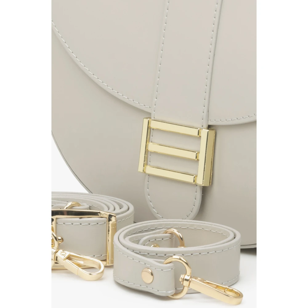 Estro Dames Melkachtig-Beige Handtas gemaakt van Echt Italiaans Leer Premium Er00115414 Beige Dames