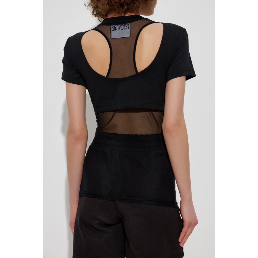 Versace Jeans Couture T-shirt met achteruitsnede Black Dames