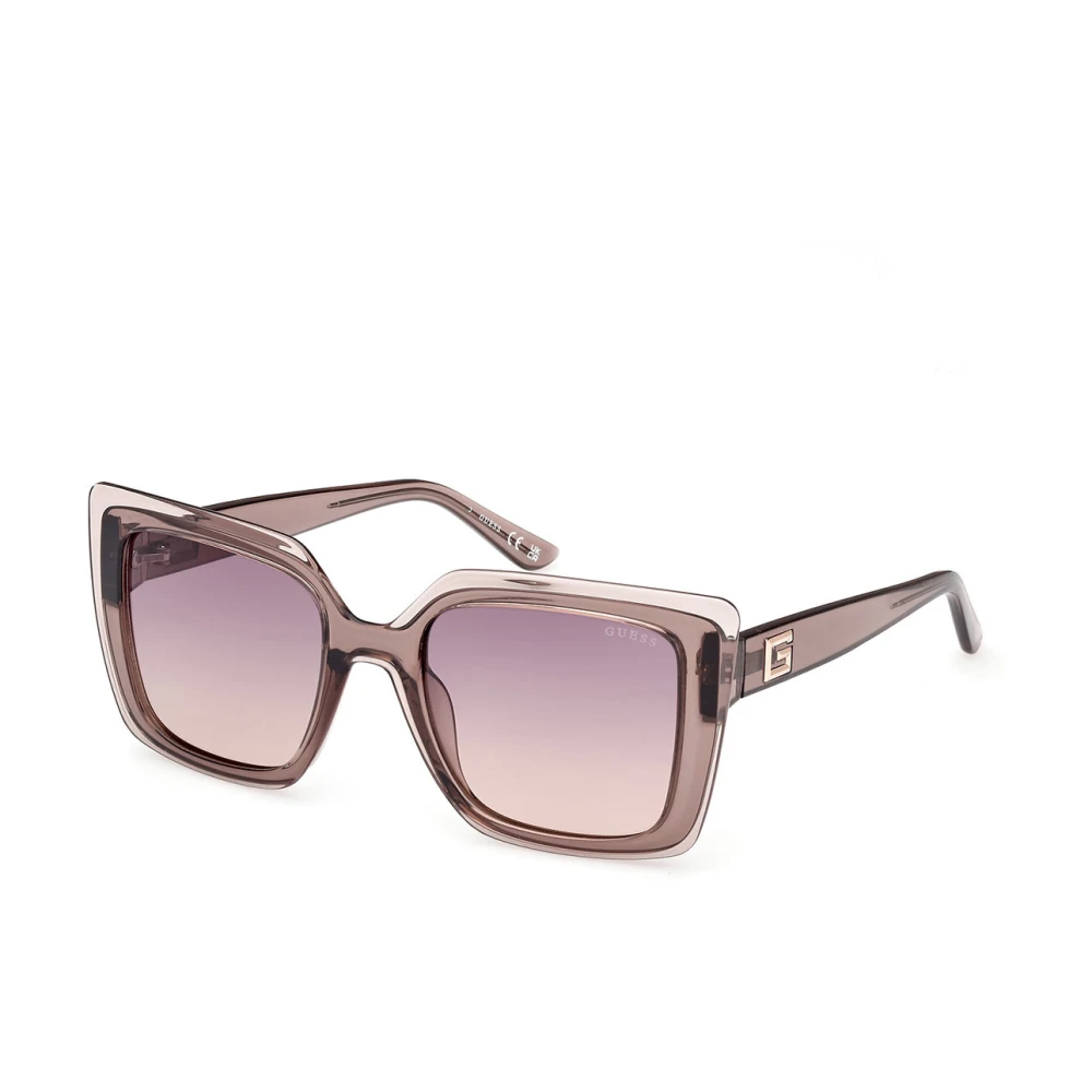 Guess Beige Sunglasses, Female, 52 Mm, Square Sunglasses With Purple Lenses
