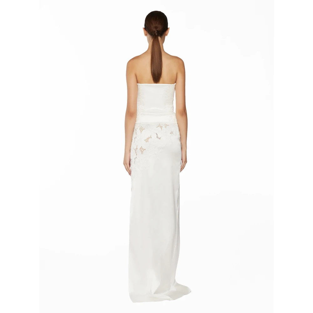 Genny Witte Guipure Kant Rok met Zijsplit White Dames