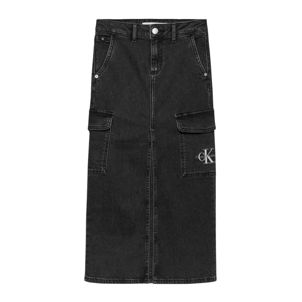 Calvin Klein Grå Denim Maxi Kjol Gray, Flicka