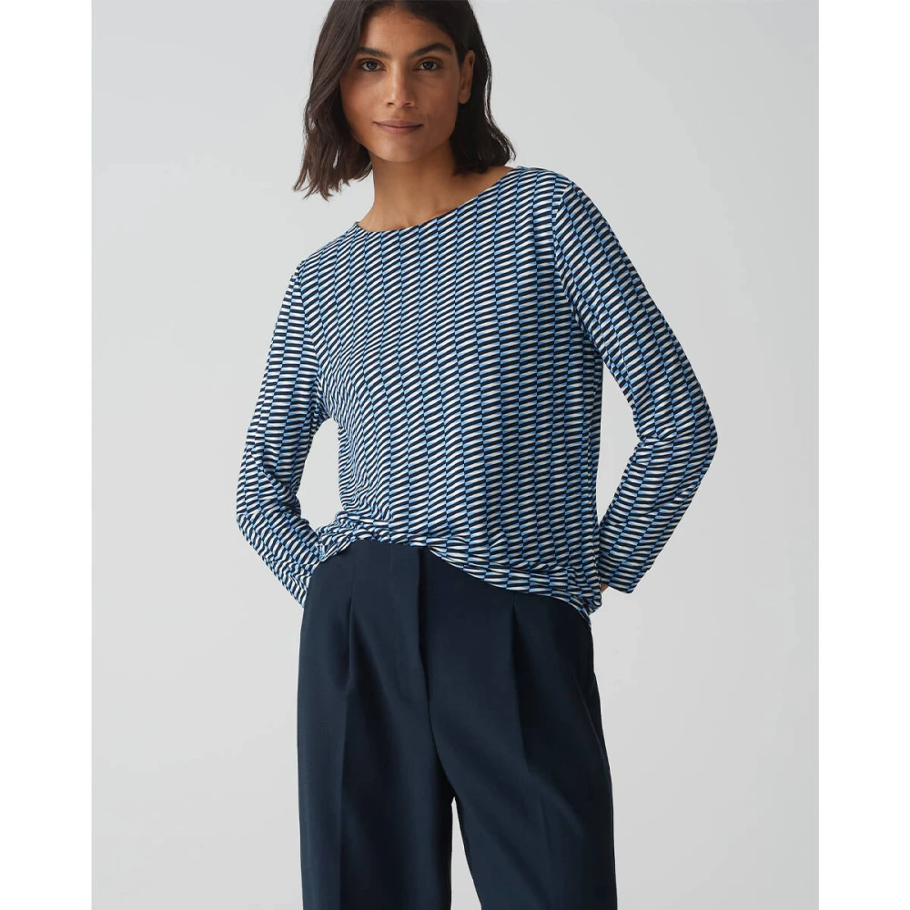 Opus Korte Mouw Top Susta Blue Dames