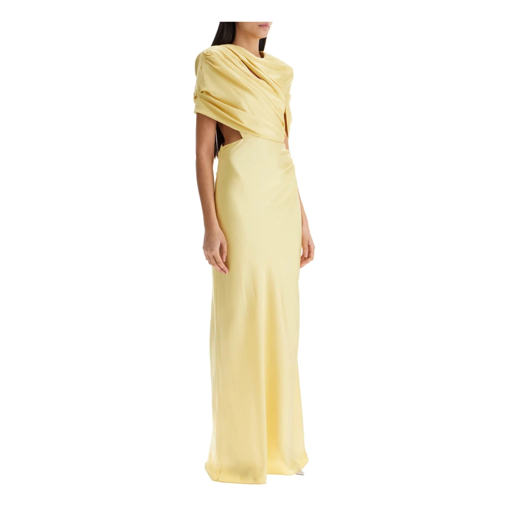 Stella Mccartney Eco-Satin Cross-Over Maxi Jurk Yellow Dames