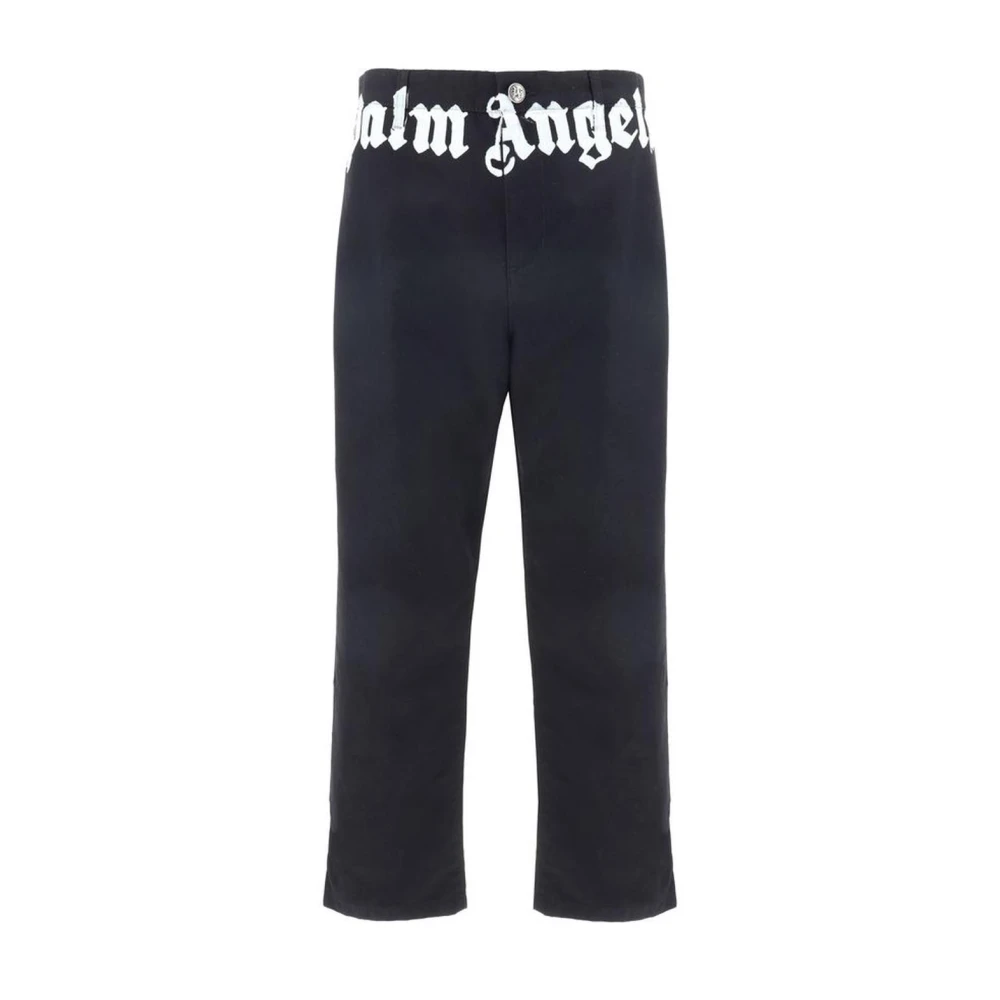 Palm Angels Monogram Katoenen Broek met Zakken Black Heren