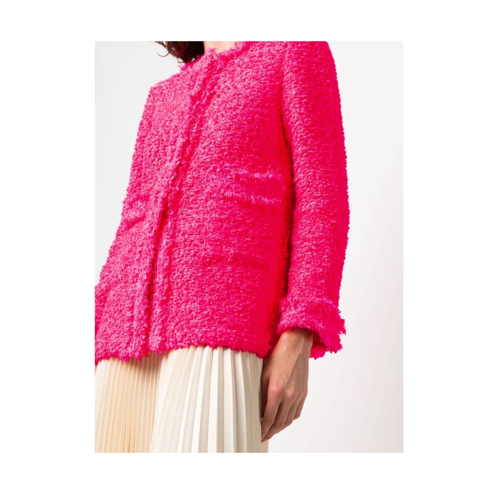 Charlott Fuchsia Tweed Fringe Jas Pink Dames