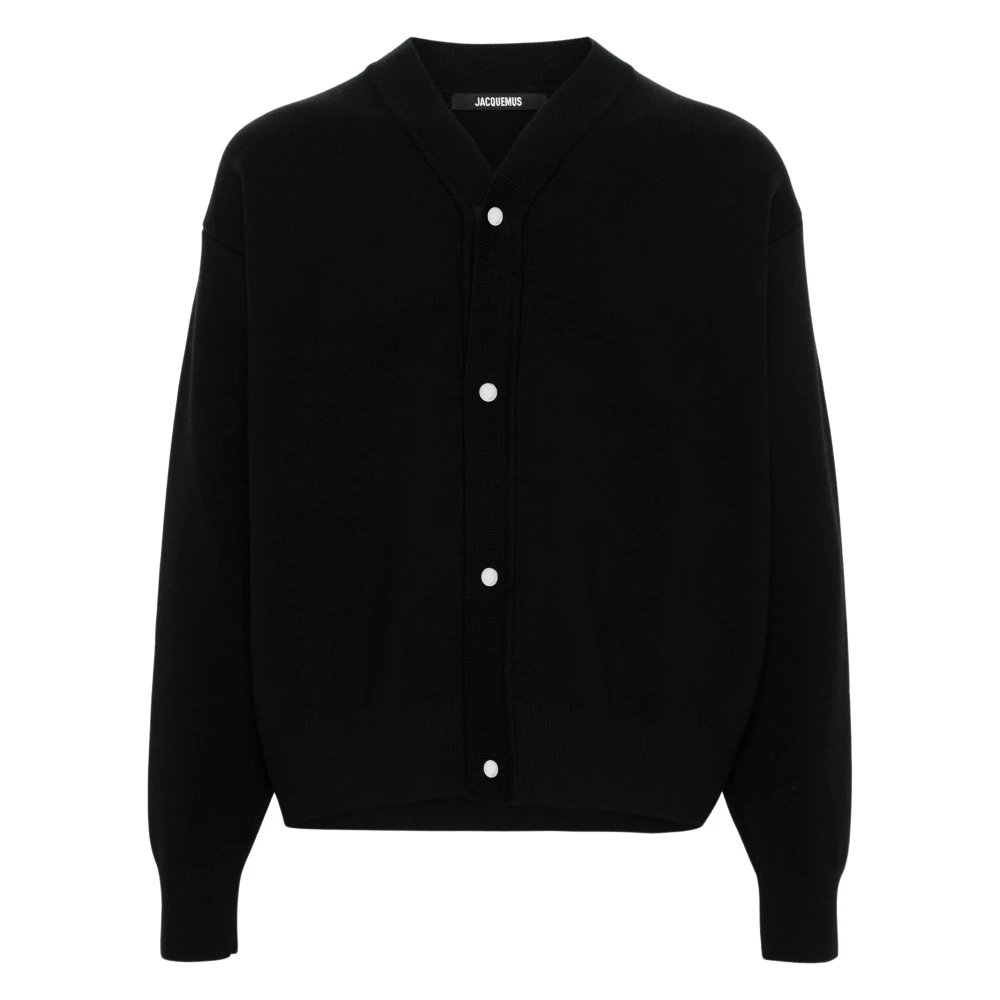 Jacquemus Zwarte Mesh Cardigan met Drukknoop Black Heren