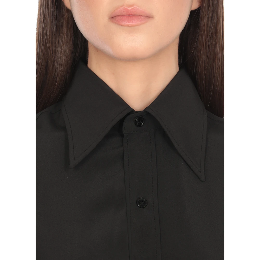 MM6 Maison Margiela Zwarte zijden overhemd met kraag Black Dames