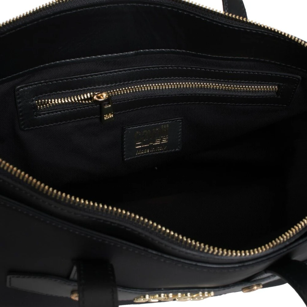 Cavalli Class Leren schoudertas met zichtbaar logo Black Dames
