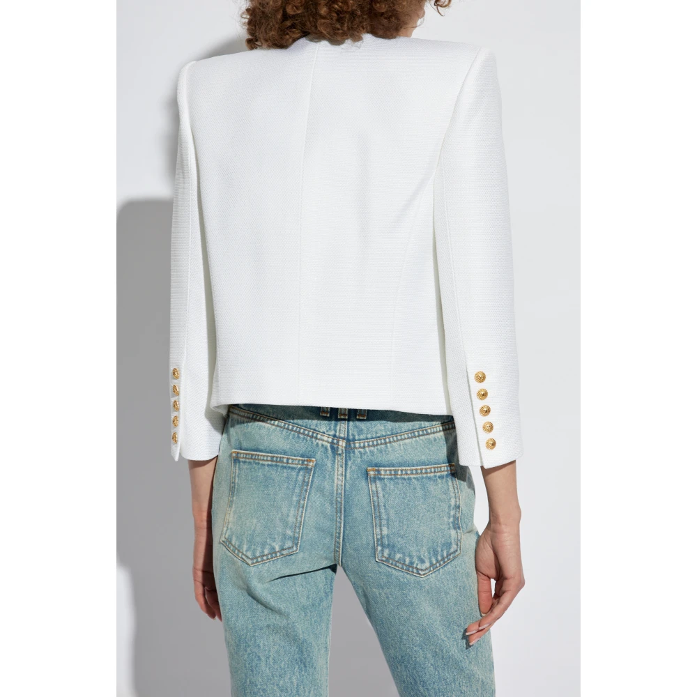 Balmain Korte jas met decoratieve applicaties White Dames