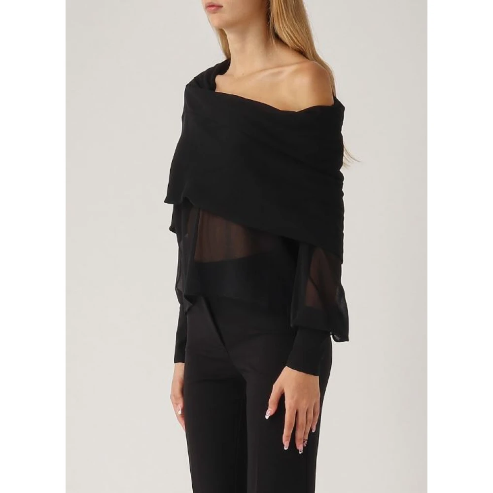 pinko Zwarte overhemd met brede kraag Black Dames