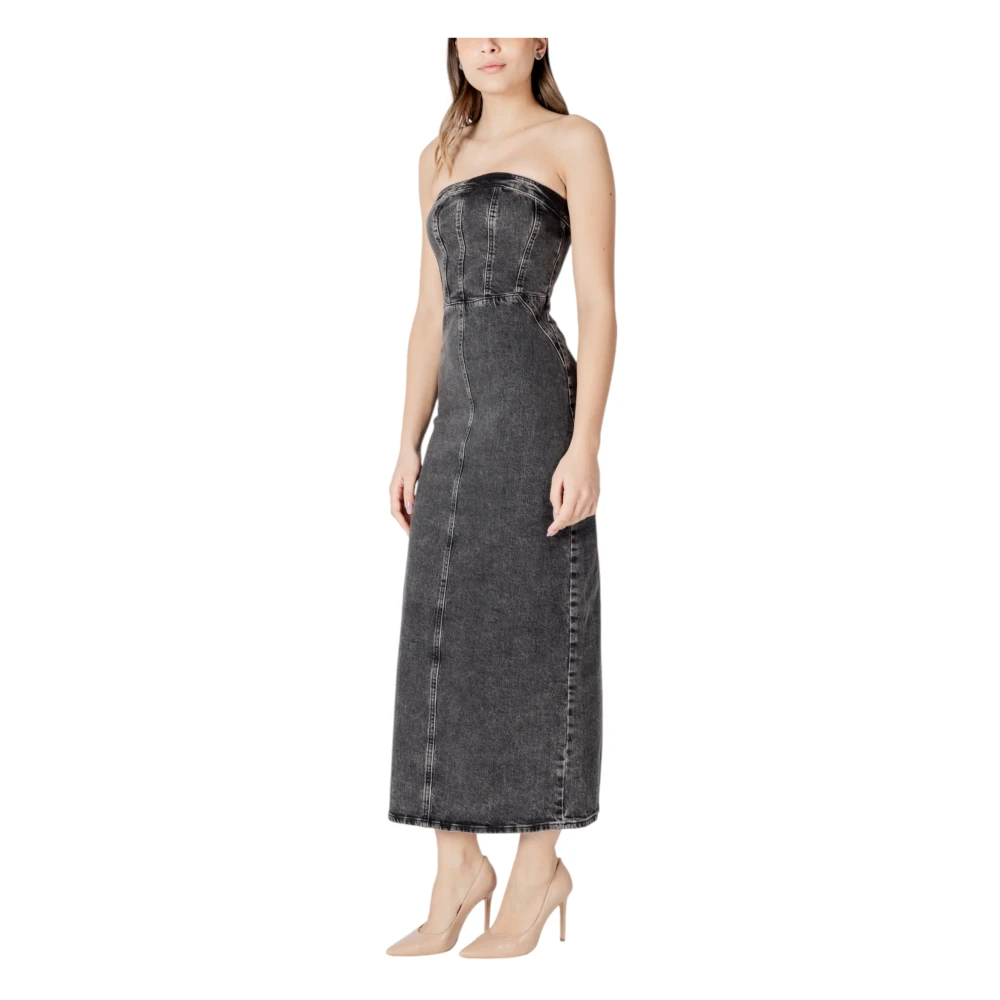 Ichi Katoenen Midi Jurk Collectie Gray Dames