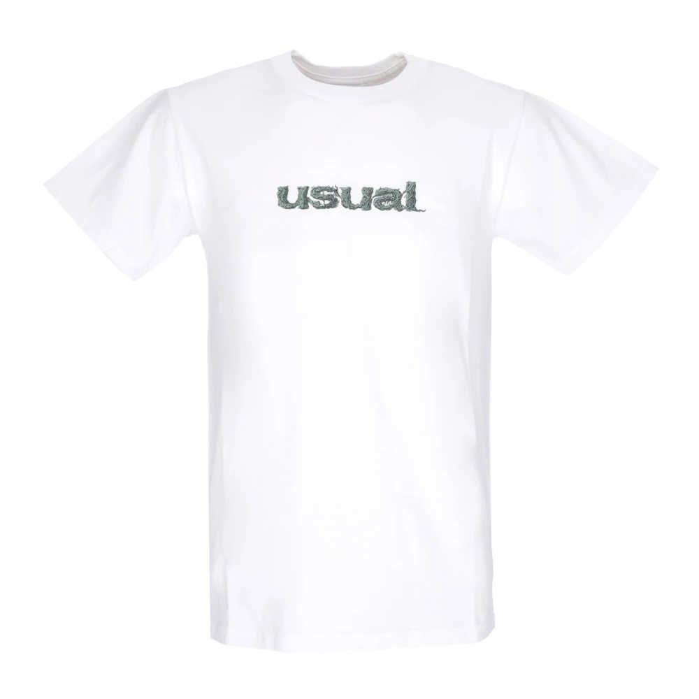 Usual Witte Crew Neck T-shirt Katoen Print White Heren