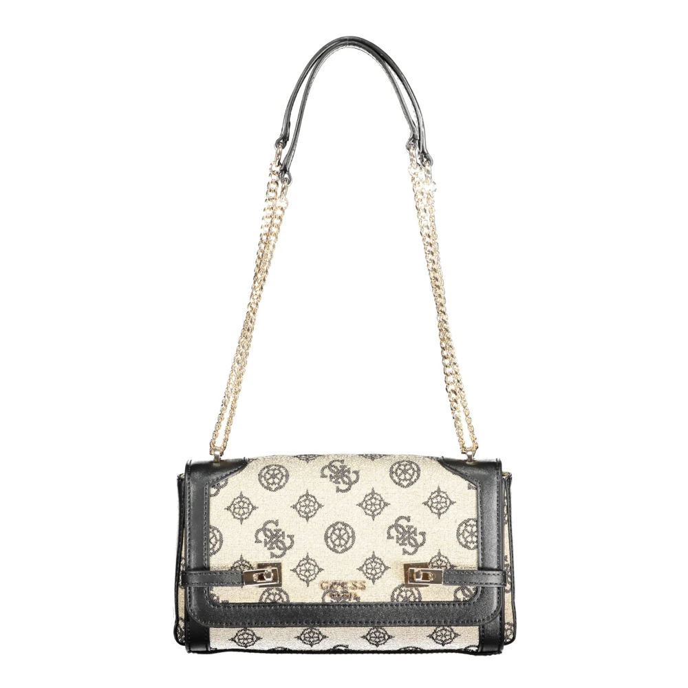 Guess Zwarte Katoenen Handtas met Schouderkettingen Multicolor Dames