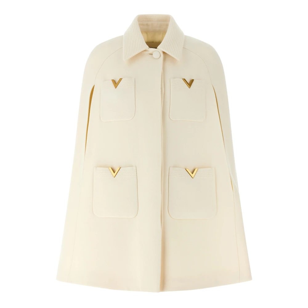 Valentino Garavani Women's White Ponchos, Xs, Drill Double Cape