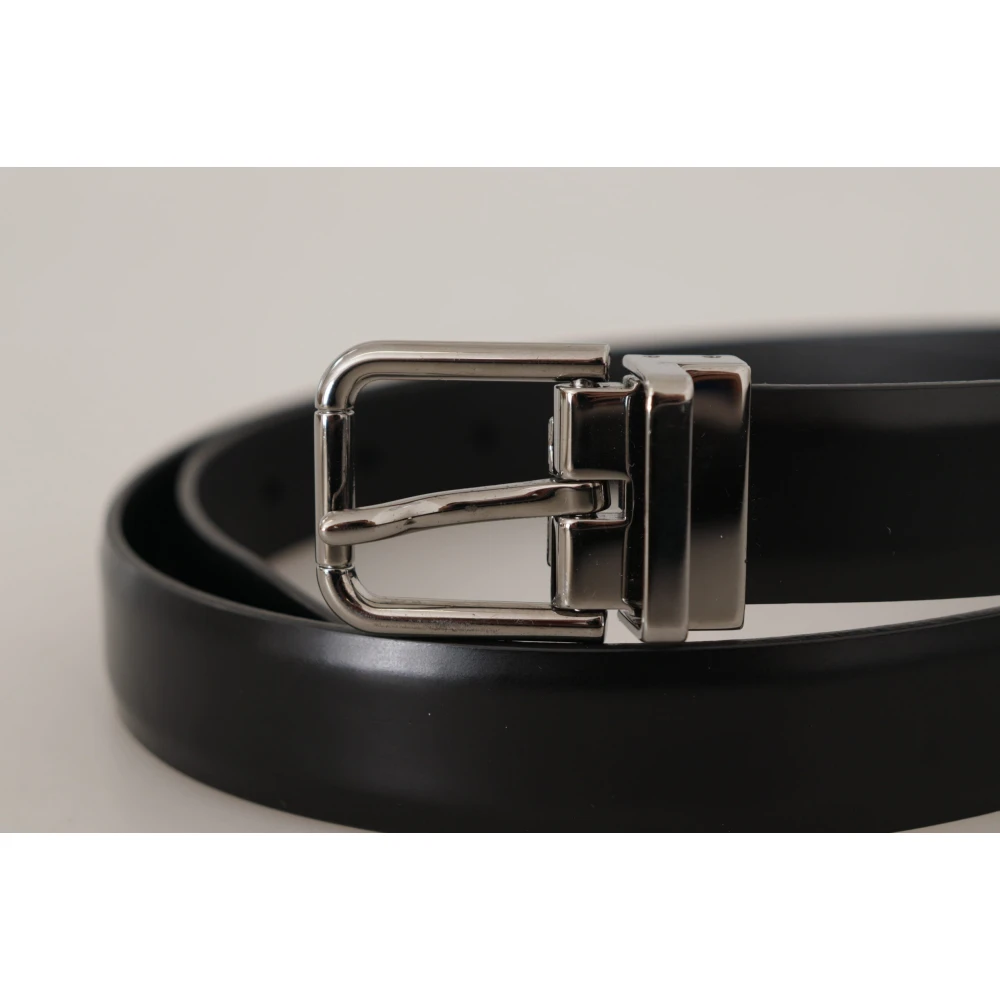 Dolce & Gabbana Zwarte leren riem met metalen gesp Black Heren
