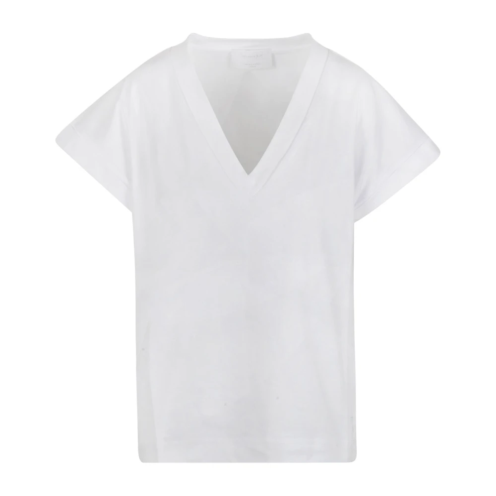 Daniele Fiesoli Katoenen V-hals T-shirt met Logo White Dames