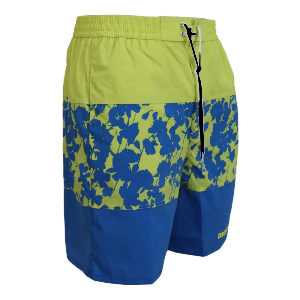 Dsquared2 Blauw Groene Logo Print Zwemshorts Multicolor Heren