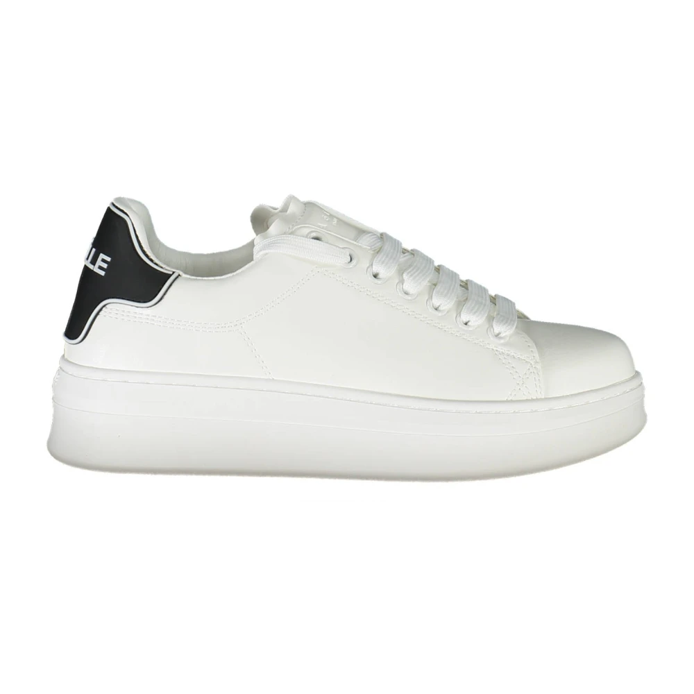 Gaëlle Paris Women's White Sneakers, 7 Uk, Sporty Lace-Up Trainers Contrast Details