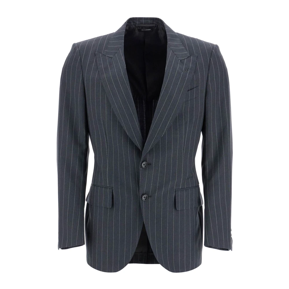 Tom Ford Donkere jas van zuiver wol slim fit Blue Heren