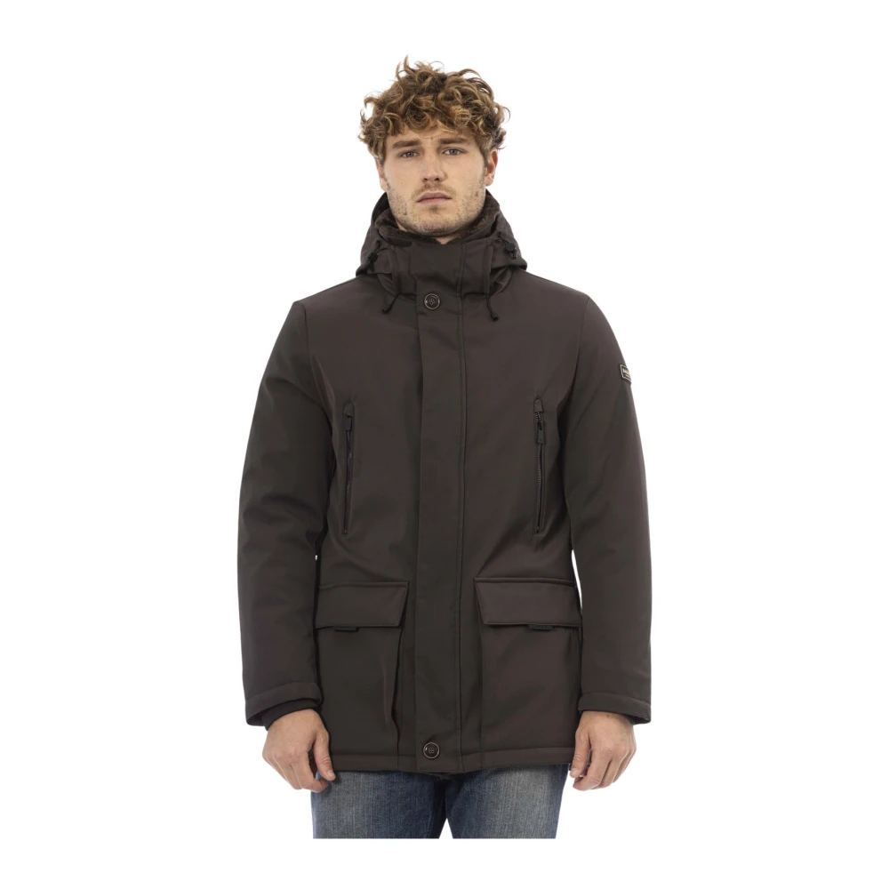 Baldinini Hooded jas met ritssluiting Brown Heren