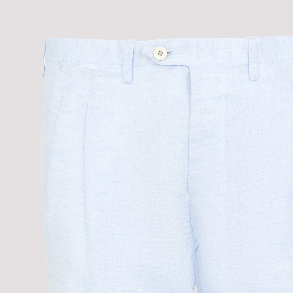 Kiton Blauwe Linnen Broek Elegante Stijl Blue Heren