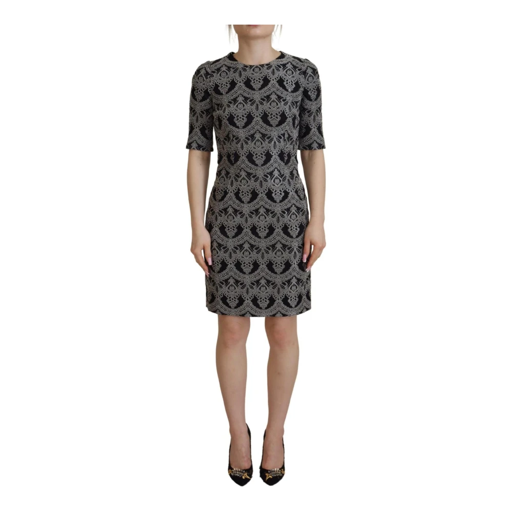 Dolce & Gabbana Women's Black Midi Dresses, Xs, Elegant Embroidered Sheath Dress