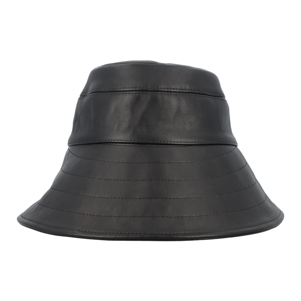 Sort Skinn Bucket Hat - Elegant og Stilig