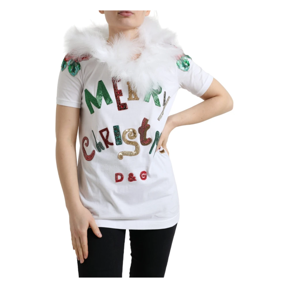 Dolce & Gabbana Women's Elegant Cotton T-Shirt With Sequin Embellishment