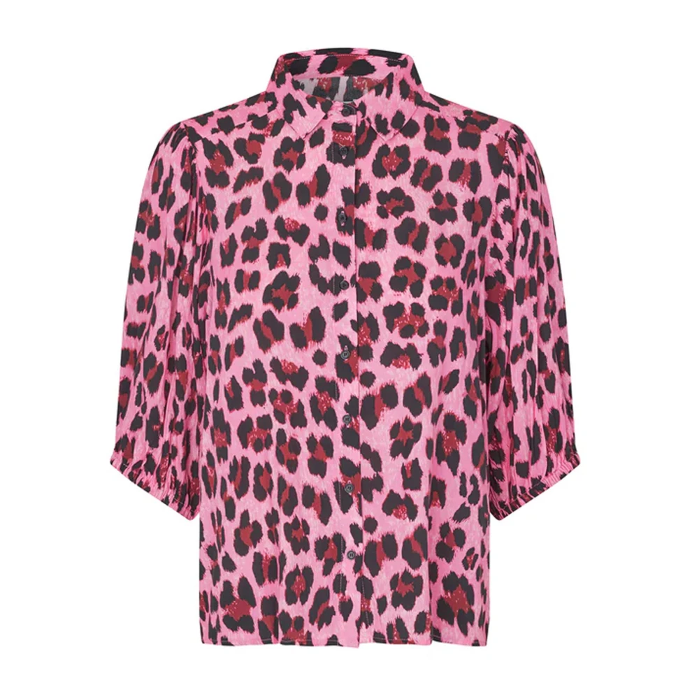 Lollys Laundry Luipaardprint Shirt in Neon Pink Dames
